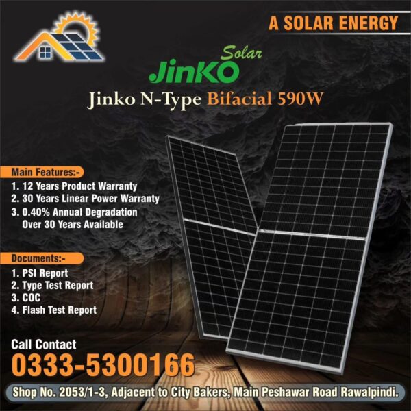 Jinko 590W N-Type BF Solar Panel