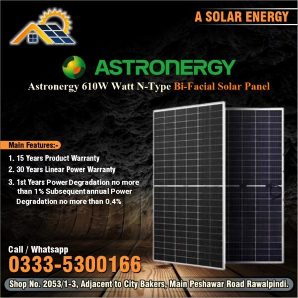 Astronergy 610W N-Type BF Solar Panel